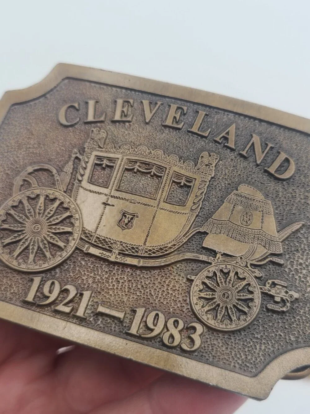 Cleveland Brass Belt Buckle 1921-1983 Carriage Wells Fargo?
